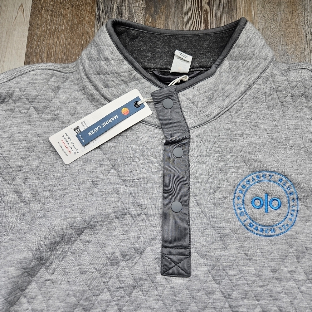 Marine Layer Reversible Corbet Pullover 2XL Charcoal & Heather Grey Quilted - Picture 3 of 10